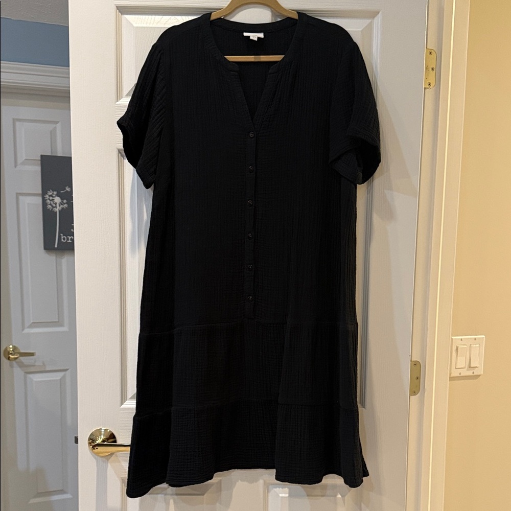J. Jill Black Midi Dress with Button Detail